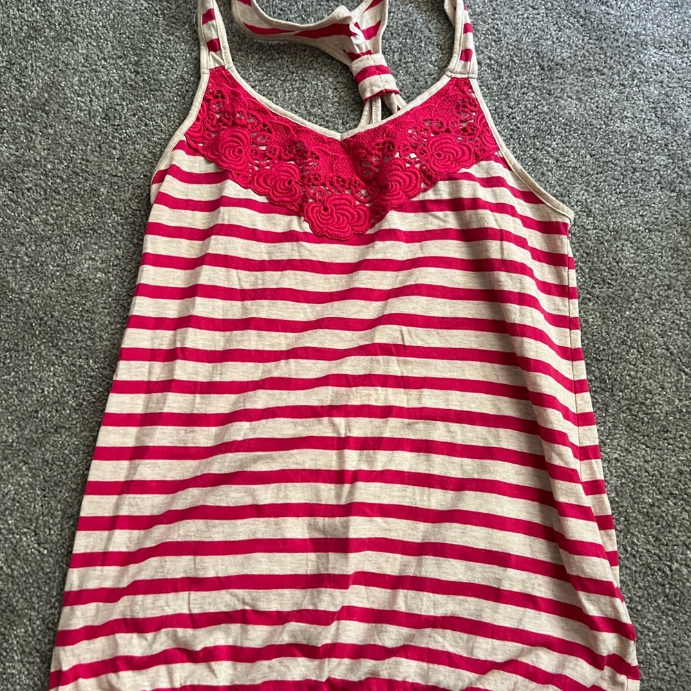 SO Pink and Beige Striped Racerback Tank Size M